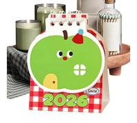 2026 Calendrier de bureau - 9,8 cm Planificateur mensuel mignon avec table de table pour la productivité du travail, thème de fruits amusants avec disposition claire, calendrier d'étude pour le dortoi