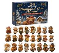 2026 Calendrier De L'Avent De Noël Highland Cow BoîTe Surprise Décoration Charme Acrylique 2D - Calendrier De Compte À Rebours 24 Jours Highland Cow Idéal Pour Noël