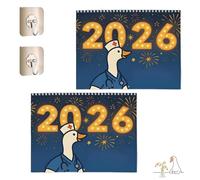 2026 Calendrier des oies infirmières, Calendriers de murs d'oie drôle d'infirmière exquise, Roman Love Work Cartoon Goose Theme Monthly Planner, humoristique de l'art animal (2pcs)