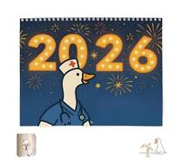 2026 Calendrier des oies infirmières, Calendriers de murs d'oie drôle d'infirmière exquise, Roman Love Work Cartoon Goose Theme Monthly Planner, humoristique de l'art animal (1pc)