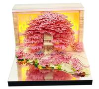 2026 Calendrier, Flower Sea and Tree Island 3D bureau Calendrier 2026 avec boîte d'affichage en acrylique et luminaire LED Multi-utilisation pour Home Office School Cafe Desk