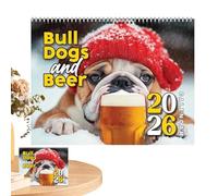 2026 Calendrier Mural Bulldog - Planificateur Annuel,Calendrier Hilarant Bulldog et Bière | pour Organisation Maison Bureau École Famille