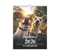 2026 Calendrier mural de chien - Planificateur animal mignon pour les amoureux des animaux de compagnie et les cadeaux de famille | Papier enduit avec disposition mensuelle, design suspendu décoratif