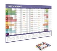2026 Calendrier Mural - Planificateur Annuel Pour La Planification | Papier Blanc 150g Avec Autocollants En PVC, Grande Affiche Du Calendrier, Organisateur De Gestion Réutilisable