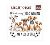 2026 Calendrier Mural, Planificateur Mensuel avec Chiens Drôles, Tableau Blanc Rigolo Planning Mensuel pour Organisation Maison Bureau Vacances Réfrigérateur