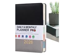 2026 Calendrier Planificateur | Couverture En Cuir A5 Journal Académique 365 Jours | Planificateur Mensuel 2026 Calendrier Janvier-Décembre | Pour École Bureau Université Salle de Classe Étudiant Ense