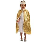 2026 Cape courte pour fille avec paillettes scintillantes pour spectacles sur scène, carnaval, jeux de rôle, costumes de fête, or, 10-14 ans