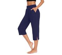 2026 Capris d'été décontractés pour un usage quotidien avec fentes latérales Design élégant et confortable Parfait pour les t-shirts et les gilets Idéal pour les activités par temps chaud (Navy, M)