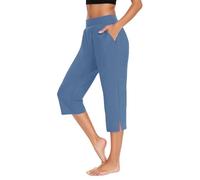 2026 Capris d'été décontractés pour un usage quotidien avec fentes latérales Design élégant et confortable Parfait pour les t-shirts et les gilets Idéal pour les activités par temps chaud (BU1, L)