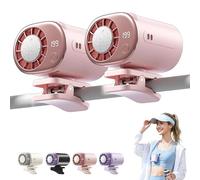 2026 Car Clip On Air Conditioner Fan with LED Display, 16°C Semiconductor Instant Cooling, 199 Speeds 360° Rotation Quiet Personal Fan,USB Rechargeable Portable AC for Car Seat Office (Pink +Pink)