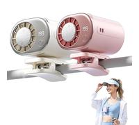 2026 Car Clip On Air Conditioner Fan with LED Display, 16°C Semiconductor Instant Cooling, 199 Speeds 360° Rotation Quiet Personal Fan,USB Rechargeable Portable AC for Car Seat Office (White +Pink)