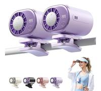 2026 Car Clip On Air Conditioner Fan with LED Display, 16°C Semiconductor Instant Cooling, 199 Speeds 360° Rotation Quiet Personal Fan,USB Rechargeable Portable AC for Car Seat Office (Purple+Purple)