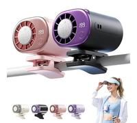 2026 Car Clip On Air Conditioner Fan with LED Display, 16°C Semiconductor Instant Cooling, 199 Speeds 360° Rotation Quiet Personal Fan,USB Rechargeable Portable AC for Car Seat Office (Pink+Black)