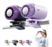 2026 Car Clip On Air Conditioner Fan with LED Display, 16°C Semiconductor Instant Cooling, 199 Speeds 360° Rotation Quiet Personal Fan,USB Rechargeable Portable AC for Car Seat Office (Black +Purple)