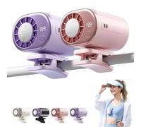 2026 Car Clip On Air Conditioner Fan with LED Display, 16°C Semiconductor Instant Cooling, 199 Speeds 360° Rotation Quiet Personal Fan,USB Rechargeable Portable AC for Car Seat Office (Pink +Purple)
