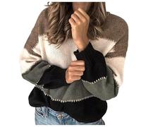 2026 Cardigan décontracté à manches longues pour femme - Automne et hiver - Cadeau pour elle - Cardigan à boutons - Mélange de cachemire - Pull court en tricot carré - Taille haute, Noir , XL