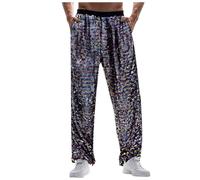 2026 Carnaval Hommes Spécial Paillettes Casual Jambe Large Pantalon Festival Mode Commerce Extérieur Lâche Confortable, gris, 3XL
