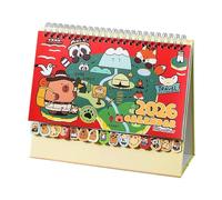 2026 Cartoon Capybara Planner, Small Desktop Calendar 21x17.2cm 150g 12 Months Standing Desk Calendar for Office, Classroom, Kitchen, Apartment, Studio