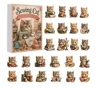 2026 Cat Sewing Cat Christmas Decor 24 Day Feline Countdown | 24-Day Kitten Advent Countdown 200g, For Family Home Apartment Living Room Bedroom Study Entryway Tree Wall Mantel