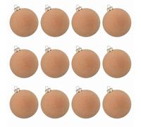 2026 Ces 12 éléments décoratifs exquis floqués incassables ont un design rond qui convient parfaitement aux arbres d'intérieur et d'extérieur. Parfait pour les arbres (kaki, 24 x 18 cm)