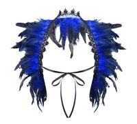2026 Châle plumes naturelles en dentelle pour femme Convient pour carnaval, bal masqué, cosplay, Bu2., Taille unique