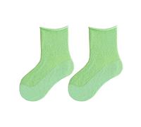 2026 Chaussettes en maille respirante pour le printemps, couleur unie pour garçons et filles, comme compagnon confortable au quotidien, vert, 4-6 ans