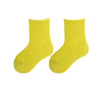 2026 Chaussettes en maille respirante pour le printemps, couleur unie pour garçons et filles, comme compagnon confortable au quotidien, jaune, 2-4 ans