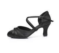 2026 Chaussures de Danse Latine élégantes avec Talon -Haut et Semelle Souple en Satin pour Un Confort et Une Performance optimaux en Salle de Bal. (Black, 35)