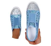 2026 Chaussures décontractées élégantes à enfiler pour femme avec accents scintillants Baskets confortables pour une mode quotidienne capricieuse, bleu clair, 38 EU