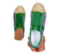 2026 Chaussures décontractées élégantes à enfiler pour femme avec accents scintillants Baskets confortables pour une mode quotidienne capricieuse, vert, 40 EU