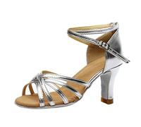 2026 Chaussures Femme Mode Sandales Danse Bal Latine Salle de Bal, argenté, 37 EU