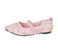 2026 Chaussures plates respirantes à bout pointu en maille filet pour un usage quotidien décontracté. Coupe large et légère, design à bout ouvert pour tout le monde, Rose, 40 EU