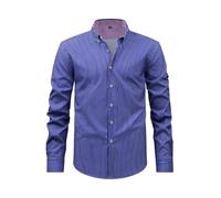 2026 Chemise à carreaux rayée à manches longues pour homme Chemise élastique Printemps et Automne Business Casual Nouveau Top, lilas, XS