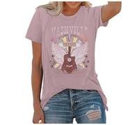 2026 Chemise de musique country pour femmes, Tennessee, T-shirts graphiques Western à manches courtes pour femmes Robes à manches longues d'hiver, Rose, XL
