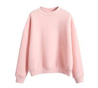 2026 Chemise pour femme décontractée facile couleur unie manches longues col rond Top Sweatshirt, rose, L