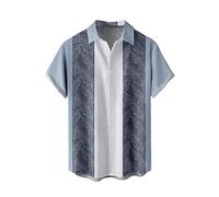 2026 - Chemises à fleurs pour hommes avec boutons, chemises de plage tropicales de vacances de luxe pour hommes, bleu clair, M