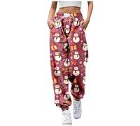 2026 Christ 24 Automne/Hiver Noël Imprimé Pantalons Femmes Casual Pants, violet clair, XXL