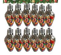 2026 Christmas Bulb Gift Jar, Jumbo Hanging Ornament Blanks - Clear Fillable Light Bulb with Screw-Off Lid, Jumbo Empty Candy Cards Jar for DIY Crafts Candy Card Xmas Gift Decor (12PCS)