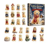 2026 Christmas Dog - 2D Flat Cute Golden Retriever 24-Day | Charm Countdown Set, Holiday Tree & Decor Accent for Home Bedroom Office Store Hotel Church Window Garland