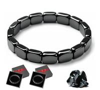 2026 Clasibe Mens Bracelet, Clasibe Hematite Bracelet for Men, Natural Hematite Stone Beaded Balance Jewelry, Boost Confidence & Energy, Power Healing Bangle, Gift for Dad,Husband,Boyfriend (2PCS)