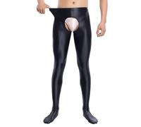 2026 Collants brillants à l'huile pour homme Leggings sans entrejambe collants creux transparents, Noir , M