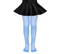 2026 Collants résille pour filles, collants en résille, collants scintillants, leggings, chaussettes en résille, collants en strass avec motif creux pour la fête de Noël, bleu, 6-12 Jahre