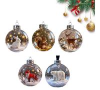 2026 Collection Merveilles de la Faune Boule de Noël en Verre Cristal, Boule de Noël Animal 3D de 7 cm Fabriquée à la Main, Boules de Noël en Plastique Transparent pour la Décoration de Fêtes