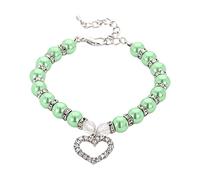 2026 Collier de perles diamants pour chien Collier réglable pour chat Accessoire de luxe pour animaux de compagnie élégant scintillant (vert menthe, L)