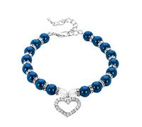 2026 Collier de perles diamants pour chien Collier réglable pour chat Accessoire de luxe pour animaux de compagnie Design scintillant Collier élégant pour animaux de compagnie (bleu, M)