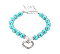 2026 Collier de perles diamants pour chien Collier réglable pour chat Accessoire de luxe pour animaux de compagnie élégant scintillant (bleu ciel, L)