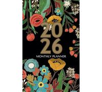 2026 Compact Monthly Planner - Small-Sized Organizer for Easy Scheduling: Minimalist & Lightweight Calendar Efficient Planning and Goal Tracking Black Floral Cover