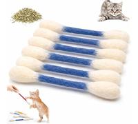 2026 Cotton Swabs Cat Toys with Catnip 6 Pk Durable Big Kitten Chew Dental Teething Ropes Giant Interactive Felt Kitty Kicker Toy Sticks for Boredom Exercise Play Anxiety Digestive Aid Lover Gift
