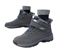 2026 Couples Hiver Cuir Plus Chaussures Épaissies Pour Hommes Et Femmes Sport Neige Antidérapantes Chaudes Chaussures de Randonnée, gris, 42 EU
