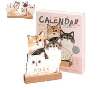2026 Cute Pet Desk Calendar with Wooden Base,Cat and Dog Monthly Planner with Memo Pages,Adorable Pet Theme Desktop Calendar for Office Home Decor Pets Lovers